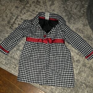 Holiday Editions Black and White Pea Coat with Red Accents